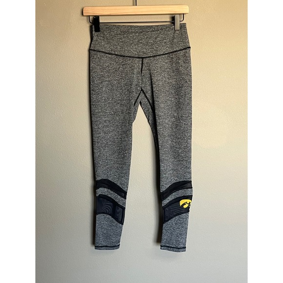 Iowa Hawkeyes Leggings Mesh Panels Gray Athletic Apparel Activewear - Picture 1 of 6